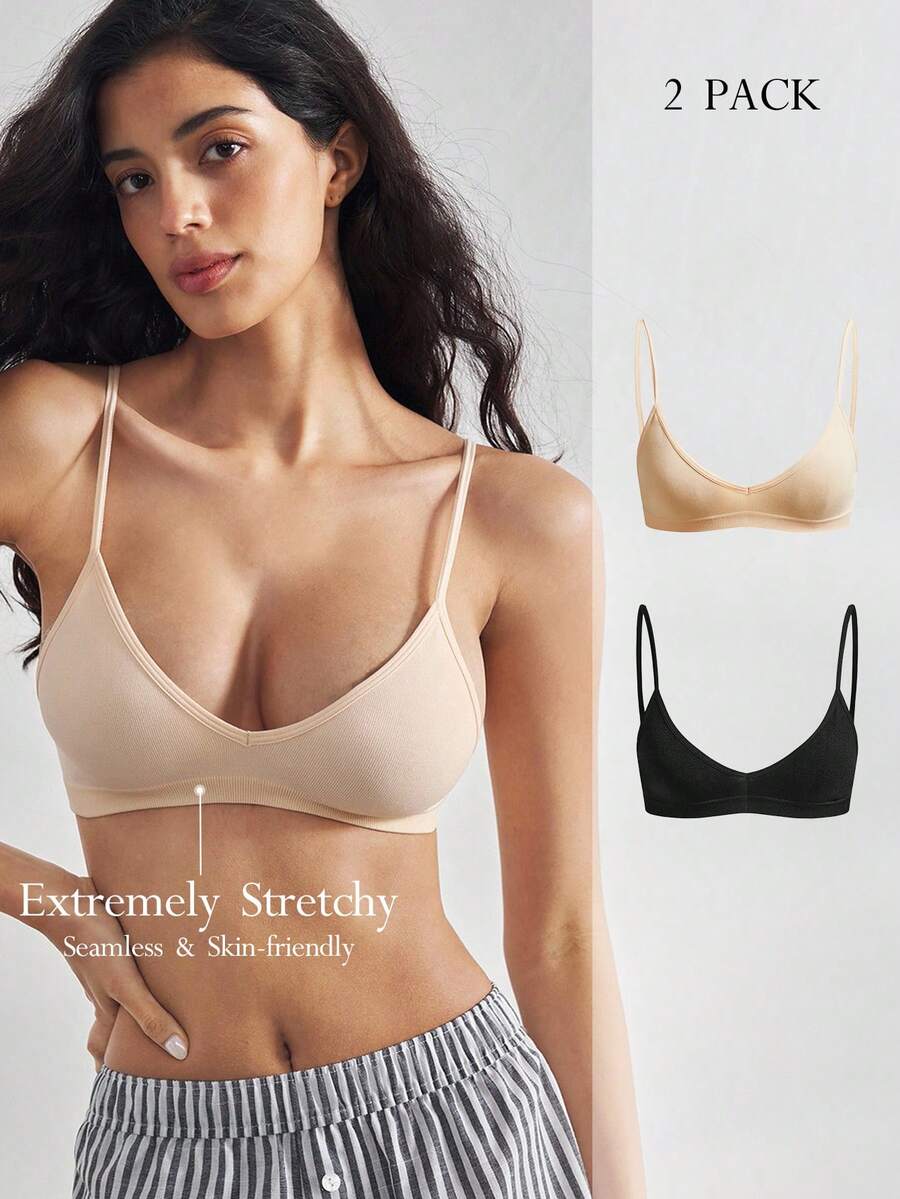 Ocili Seamless Ribbed Elastic Wireless Bra, Comfortable Women's Underwear - Multicolor - View 1