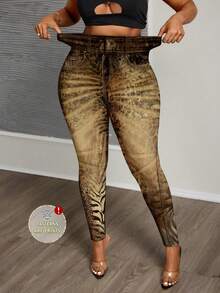 Slaydiva Plus Size Women Leopard Print Leggings, Suitable For Music Festivals - Multicolor - View 2