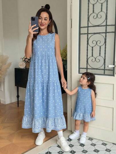Babygirl Summer Vacation Casual Cute Striped Ruffle Hem Sleeveless Dress