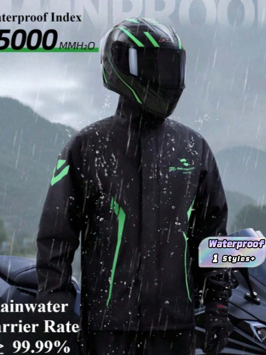 SHEIN 男女雨衣 户外活动防水防风外套 防风长袖连帽外套 时尚雨衣 防水雨衣雨裤透气骑行服 骑行旅行登山透气雨衣连帽外套全身成人加厚雨衣雨裤套装 男女雨衣雨披耐磨防暴雨衣 - 彩色 - 查看 1