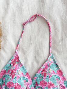 Girlism Bộ bikini hai mảnh in hình vỏ sò dành cho bé gái tuổi teen, kiểu dáng thường ngày đi nghỉ mát, trang phục đi biển, họa tiết vỏ sò, phong cách đi biển mùa hè, bộ bikini hở lưng. - Nhiều màu - Xem 9