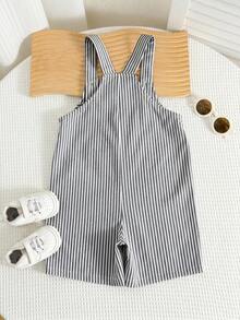 SHEIN Young Boy Casual Comfortable Striped Romper - Black - View 2