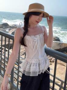 DAZY Women's Lace Patchwork Camisole Summer - White - View 5