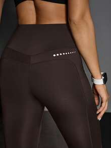 Breezaya Pantalones cortos deportivos con estampado gráfico y bolsillos, con cintura elástica para mujer - Marrón - Ver 4