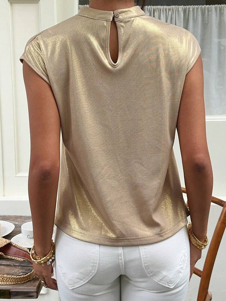 Women's Elegant Sexy Solid Color Wrap Draped Neck Blouse, Summer