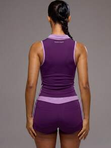 Musera Sport 撞色拉链无袖BBL背心外套，仅供运动健身健身房普拉提日常休闲穿着，适合炎热夏季穿着。 - 紫羅蘭色 - 查看 4