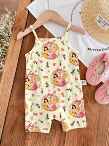 SHEIN LMoss Kids 【随机4件，送1件】女婴可爱公主风印花图案，小鹿，复古花朵，压花，波西米亚野花，植物，复古植物，粉彩花卉自然风，园艺爱好者礼物，休闲舒适，婴幼儿图案，女婴休闲吊带连体衣，适合春夏穿着，可爱夏季服装，夏季儿童用品，夏季外出用品，韩版风格，轻松舒适，时尚童装，Y2K，卡哇伊，派对，日常，度假，可爱，舒适 - 彩色 - 查看 7