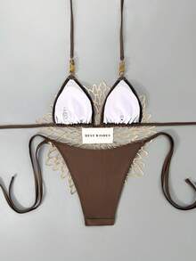 Swim Mod 2026 Spring/Summer New Sexy Halter Strap Bikini Set, Alluring Two Pieces Swimwear - Multicolor - View 4