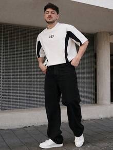 LEOGASHI LEOGASHI 1件 Infinite Jeans 男士休闲直筒牛仔裤，高品质品牌，舒适休闲，适合外出穿着（不含腰带和配饰） - 黑色 - 查看 1