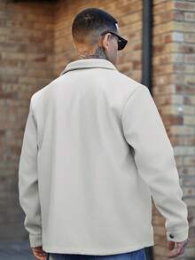 Devon Thys Men Solid Color Casual Long Sleeve Overcoat, Suitable For Autumn And Winter Overcoat Men Summer Overcoat Grey Button Up Overcoat - Light Grey - View 2