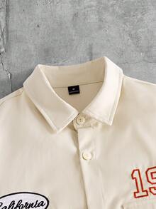 AXEPEAK Men's Letter Print Button Front Short Sleeve Shirt And Shorts Casual Suit - Apricot - View 10
