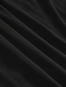 ROMWE Goth 大码女式吊带褶皱休闲派对连衣裙 - 黑色 - 查看 4