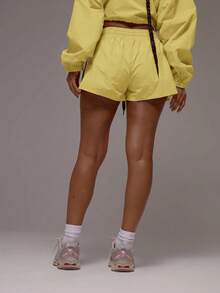 Musera Sport Drawstring Contrast Light Weight Active Runner Shorts Only Sport Workout Gym Pilates Fitness Daily Girly Casual Hot Sweat - Butter Yellow - View 4