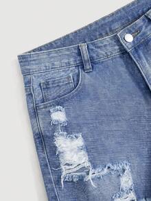Girlism Teen Girl Distressed Pocket Frayed Hem Casual Denim Shorts - Light Wash - View 3