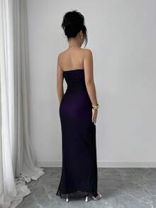 Rafferiza 性感无肩带紧身连衣裙，迷人无肩带度假连衣裙，时尚显瘦无肩带连衣裙 - 紫色 - 查看 2