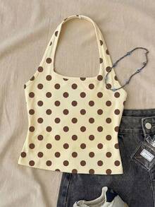 Casual Halter Neck Tank Top, Suitable For Summer Mothers Day Outfit Graduation Summer Tops - White - View 4