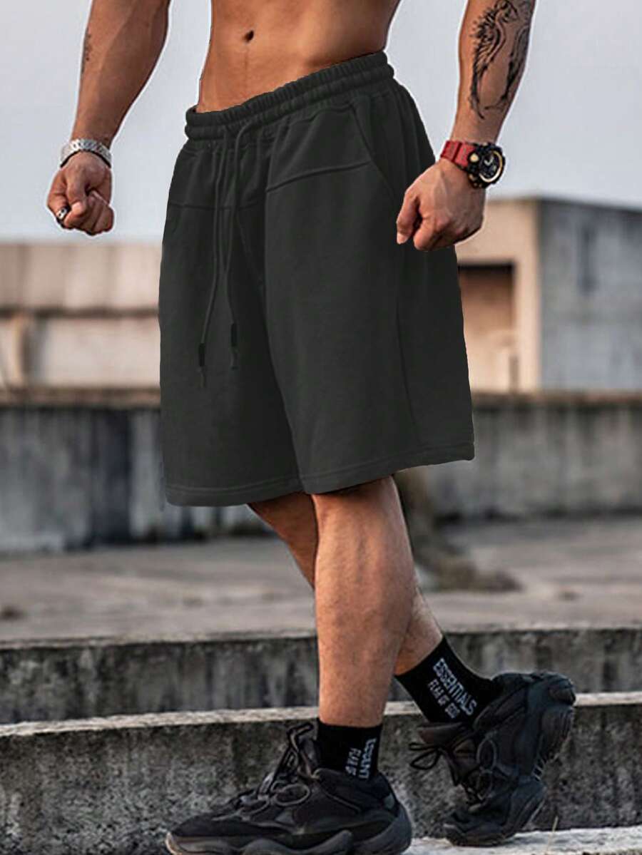 Manfinity Homme Celana Pendek Pria Kolor Kantong Plain Casual - Hitam - View 1