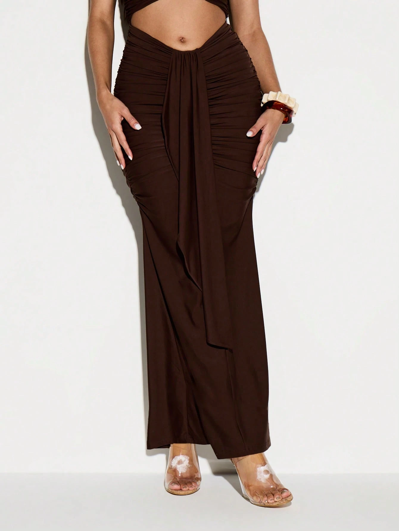 Halter Neck Ruched Maxi Dress