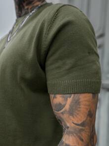 Artur Kramer Men's Casual Solid Color Short Sleeve Pullover Knit Top, Spring/Summer - Army Green - View 4