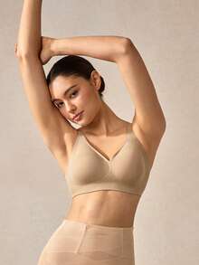 Veilyse Áo ngực dán không dây không đường may màu nude chất liệu jelly, thoải mái & mềm mại, thời trang cho nữ, phù hợp mặc hàng ngày quanh năm cho mùa hè - Màu be - Xem 9