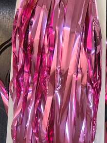 1/2/4pcs Bright Pink Tinsel Curtain Backdrop Decor For Birthday Gender Reveal Baby Shower Bridal Party Wedding Celebration Photo Booth Background Props - Pink - View 4