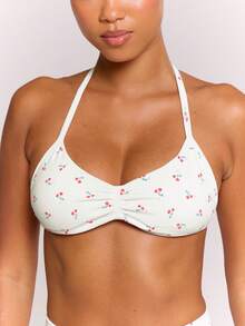 Musera Sport Cherry Print Scrunch Sports Bra Only Active Workout Gym Cute Pilates Fitness Daily - White - View 5