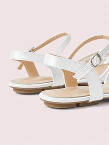 CUCCOO DOLLMOD Women's Shoes, Apricot Fashion Round Toe Flower Embroidery Word With Mary Jane Cute And Sweet, Closed Toe Side Empty Flat Sandals - Pear Blossom - White - View 3