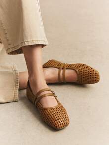 Rosivie Woven Casual Versatile Breathable Comfortable Women Flats For Christmas - Khaki - View 10
