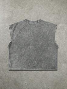 Manfinity EMRG Men's Casual Streetwear Loose Sleeveless Top, Street Style With Handcrafted Rhinestone Embellishment Rave Grey Summer - Grey - View 3