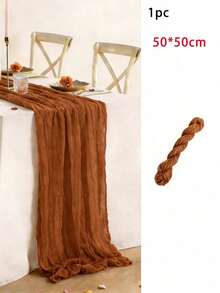 1pc 35 * 71/118/157 Inch Cheese Cloth Table Runner And Napkins, Bohemia Gauze Cheesecloth Tablecloth,Countryside Transparent Table Runner, Bohemian Style Table Runner Suitable For Wedding Decoration Arch ,Christmas For Holiday Gift Giving - Rusty red - View 16