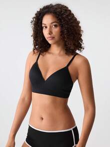 Loungeista Women's Sexy Supportive Wireless Seamless Soft Breathable Brafor Summerfor Summer - Black - View 6
