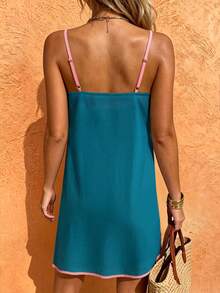 Vaclyn Women's Leopard Print Casual Strap Mini Dress For Vacation - Multicolor - View 2