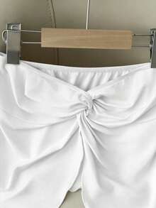 GlowEve Blusa de satén sin tirantes con nudo, elegante para uso diario, vacaciones, salidas, fiestas, primavera/verano - Blanco - Ver 5