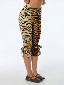 SHEIN ICON Y2k Sexy Summer Women's Black Backless Night Club Vacation Solid Color Casual Pants With Bow Decoration Spring Going Out - Multicolor - View 3