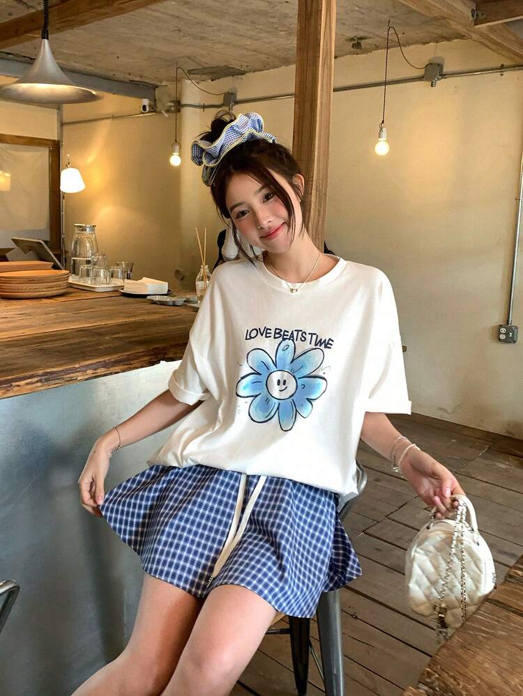 Women's Korean Style Casual Short Sleeve T-Shirt Graphic Tees Women