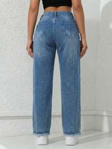 Jean Cut Mom High Straight Bottom Closure - Azul Cielo Deslavado - View 3