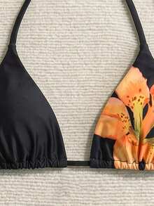 Swim Vcay 女士夏季沙滩印花露背系带性感比基尼泳衣套装 - 彩色 - 查看 4