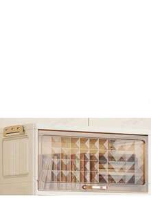 1PC 50cm/19.6in Wide Plastic Storage Cabinet, Flip-Top Foldable Storage Box, Wardrobe Organizer Box, Kitchen & Dining Utensil Cabinet, Kitchen Storage Rack, Living Room Toy Cabinet, Slim Gap Organizer, Kitchen Slim Storage Cabinet, Christmas & Halloween Gift, Portable Clothes Cabinet, Under Bed Storage - Transparent - View 12