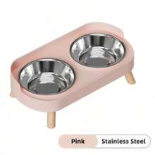 PETSIN Stainless Steel/PVC Pet Bowl Set With Stand, Dual Bowls, Suitable For Small Dogs And Cats, With Splash Guard - Pet Feeder - 150ml - View 11