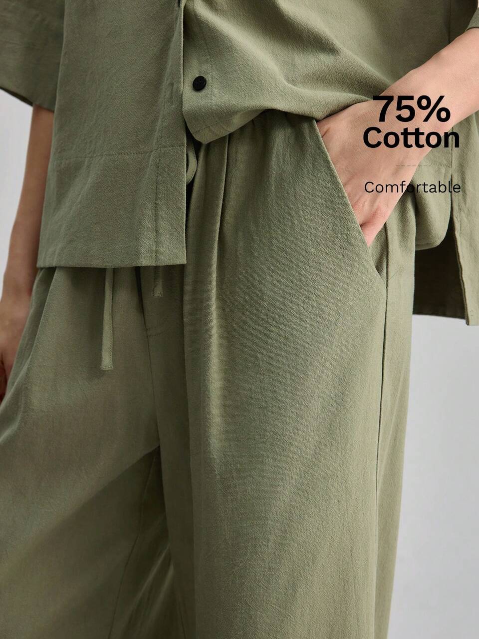 Women's Autumn Casual Girlisim Lounge Pants, Premium Comfortable Elastic Waistband Trousers With Side Pockets, Urban Minimalist Vacation Olive Green