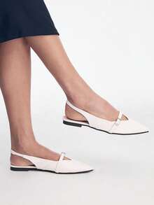 Mnmlis Ladies Commuter Fashion Metal Buckle Animal Pattern Snake Pattern Comfortable Soft Bottom Pointed Flat Bottom Shoes - Chantilly - View 8