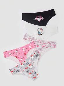 Chillnights HELLO KITTY AND FRIENDS | SHEIN 5pcs/Pack Soft Adhesive Collaboration Women's Briefs - Multicolor - View 1