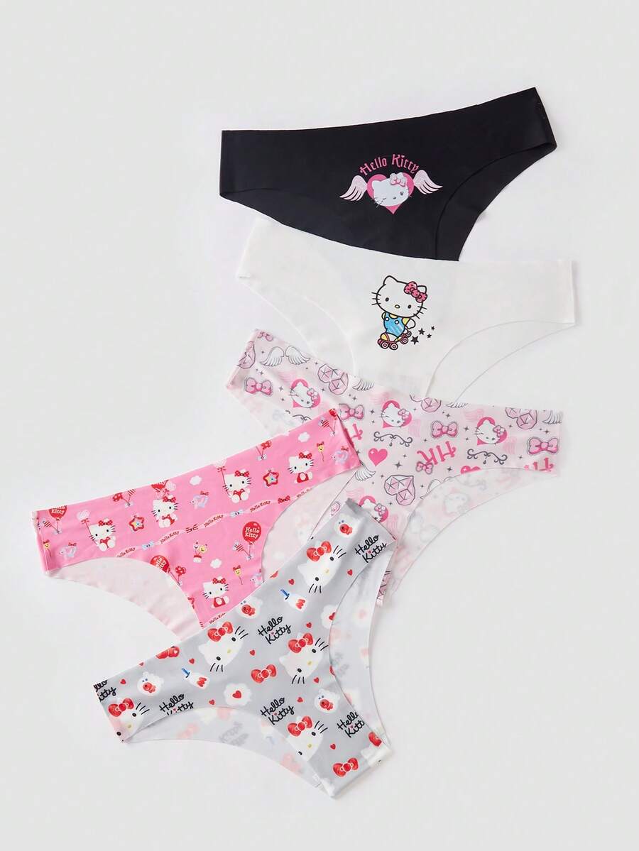 Chillnights HELLO KITTY AND FRIENDS | SHEIN 5pcs/Pack Soft Adhesive Collaboration Women's Briefs - Multicolor - View 1