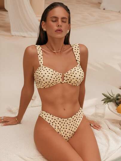 Bonvoyette Summer Bestselling Polka Dot Pattern Design Fashionable Teenage Girls Bikini Set