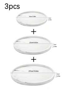 1pc/2/3pcs Dressing Table Tray, Silicone Round Tray Decorative Storage Organizer For Bathroom Toilet Tank Bedroom Kitchen Countertop, Jewelry Storage Dressing Table Tray For Candles, Lotion Bottles, Cosmetics, Marble White - Round bergite - View 8