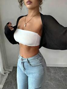 Rafferiza Áo khoác cardigan dài tay màu trơn dành cho nữ, kiểu dáng thường ngày. - màu đen - Xem 6