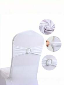 10 Pieces Set Of Spandex Chair Waistband, Bowknot Waistband, Premium Elastic Chair Cover With Buckle Slider, Elastic Chair Strap Suitable For Wedding And Event Decoration, Banquet Decoration, Chair Bow Chair Decoration, Decorative Chair Cover, Chair Back Cover - Multicolor - View 12