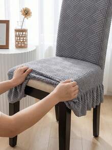 1 bộ bọc ghế ăn đa năng bằng vải jacquard, có chun co giãn, chống bụi, chống trầy xước, bao gồm cả tựa lưng và chân ghế. - Màu xám đen - Xem 5
