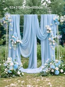 1pc Blue Wedding Arch Fabric, Transparent Sheer Backdrop Curtain, Suitable For Wedding Ceremony, Party Ceiling Decor - multicolor - View 10