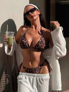 Swim Vcay Leopard Print Tankini Swimwear Set - Multicolor - View 5
